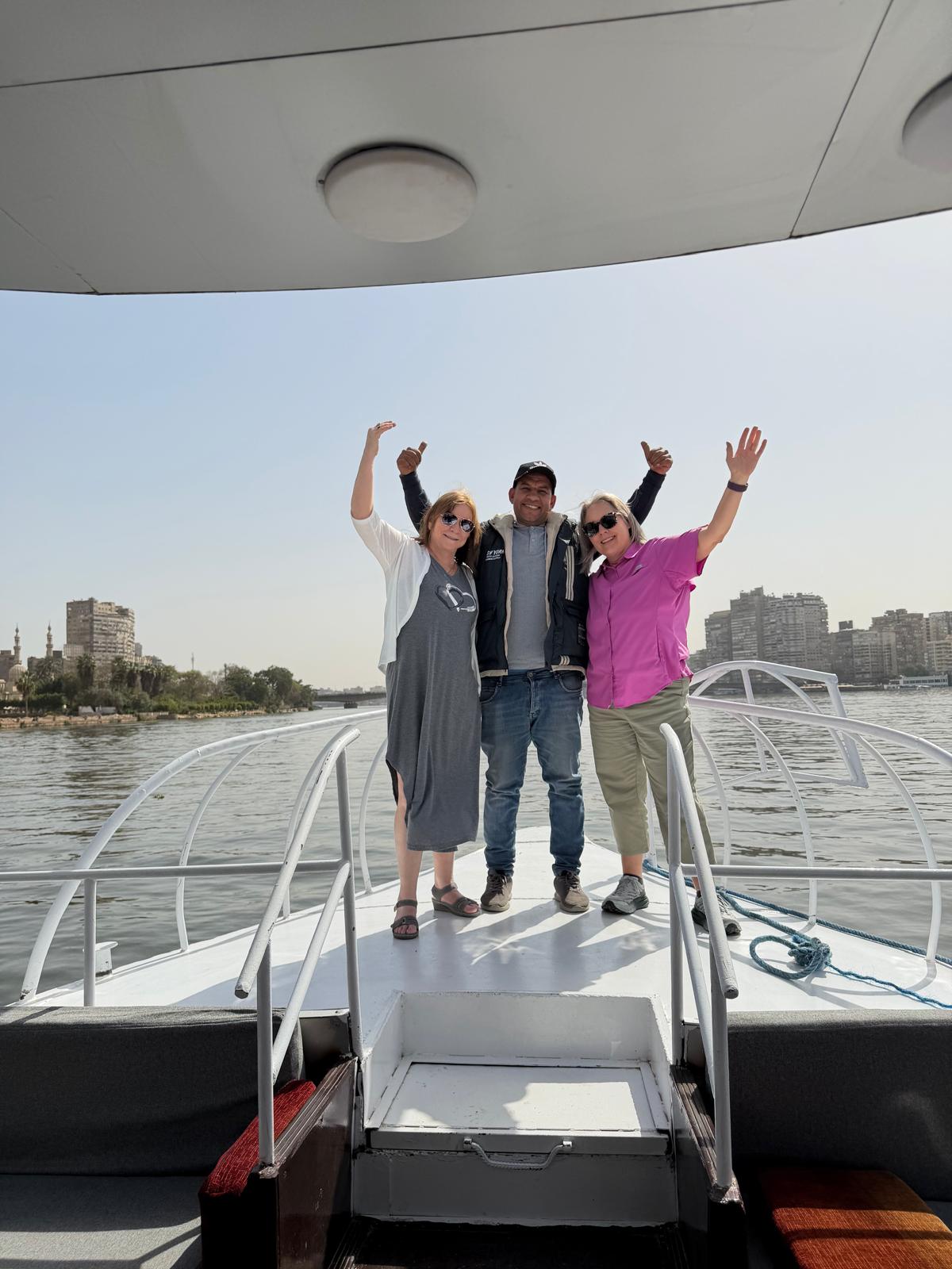 Small group travelers aboard a Nile dahabiya