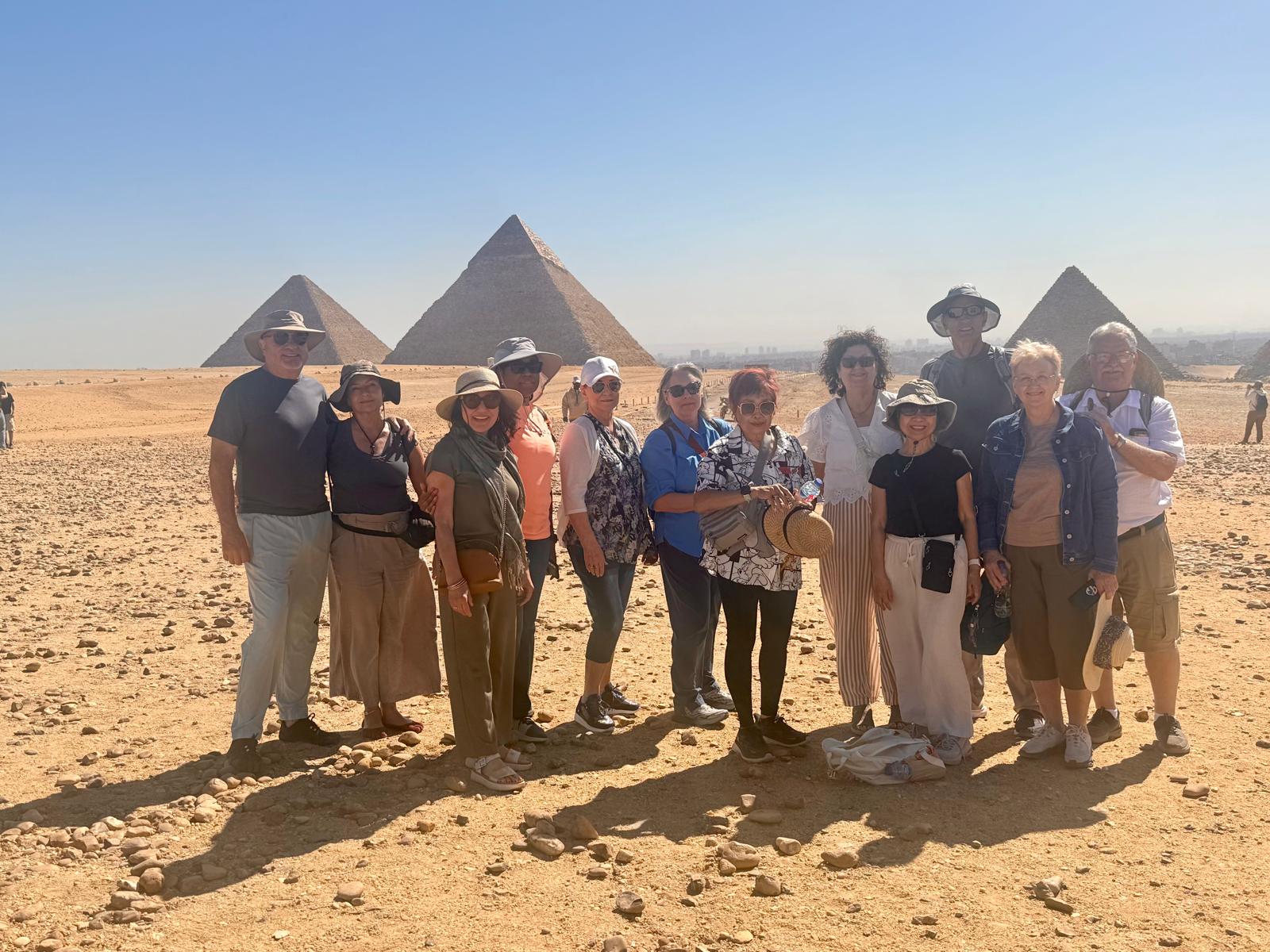 Egypt Adventures travelers at the Pyramids of Giza