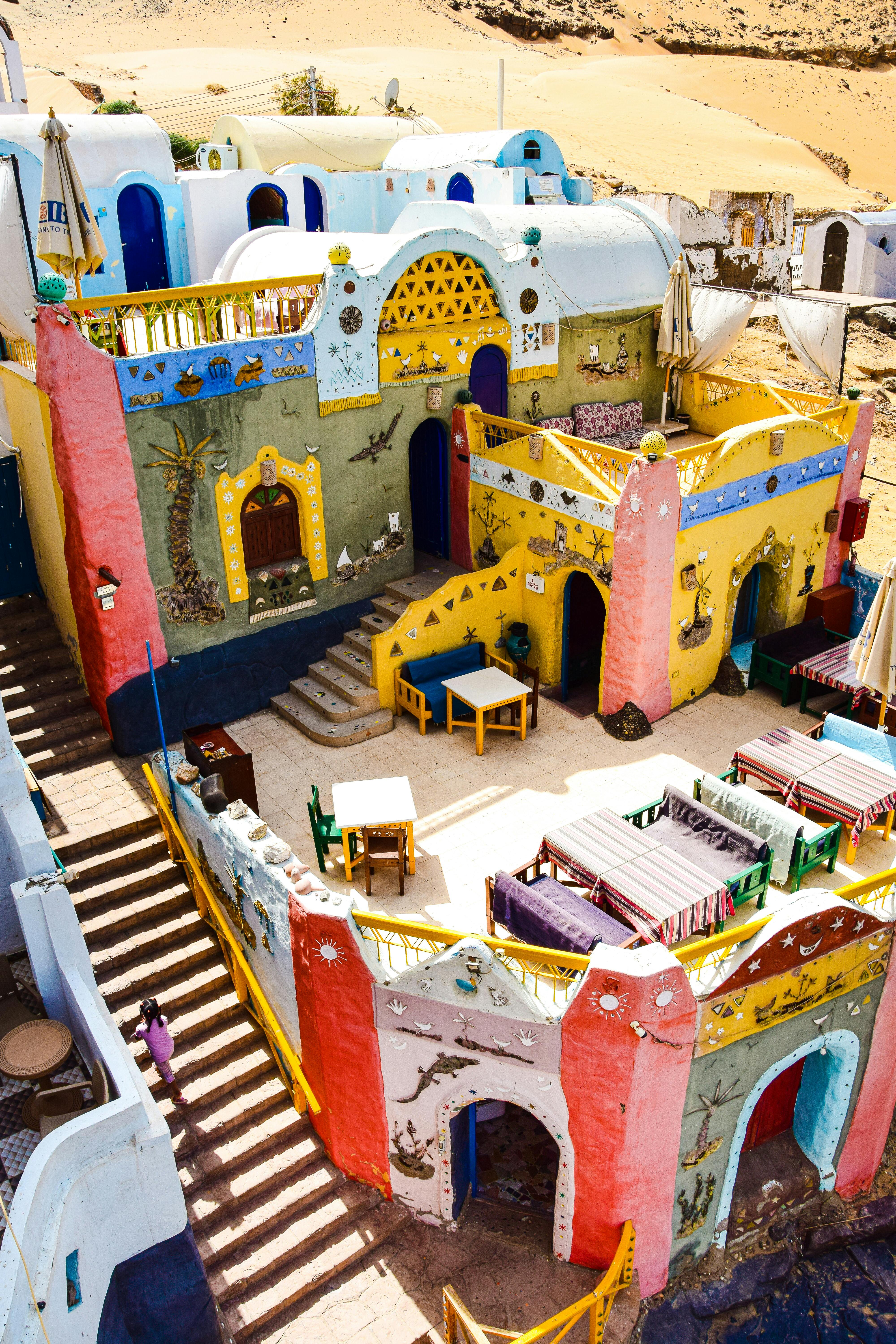 Colorful Nubian village houses in Aswan